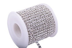 KAOYOO 1 Roll 10 Yards Crystal Rhinestone Close Chain Trim, SS16/4.0mm, Silver Chain with Clear