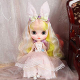 YIFAN Colorful Long Curly Hair BJD Doll 1/6, 19 Ball Jointed Doll, Makeup Dolls DIY Toys with Clothes Outfit Shoes Wig Hair, 9Pairs Hands Model + Elf Ears, Best Gift for Girls - Blyth