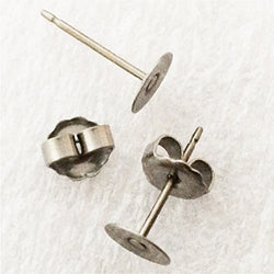 Titanium earring supplies,80 pcs.40- 6mm pad posts and 40 pcs. stainless backs,hypoallergenic