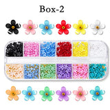 3 Boxes Spring Blossom Tiny Flower Nail Charms Polar Butterfly Bear Nail Charms Acrylic Color Flower Nail Charms with Metal Gold Round Beads for Nail Art DIY Accessories Crafts