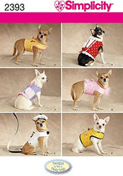 Simplicity Small to Medium Dog Clothes and Jackets Sewing Pattern, Sizes XXS to M