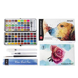 Watercolor Set, 90 Vivid Colors with Metallic Glitter Colors and Neon Colors, 4pcs Watercolor Brush Pens, 300g Watercolor Paper - Water Colors Paint for Artists, Kids, Adults, Beginners