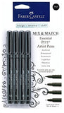 Faber-Castell Pitt Artist Pens Essential Set - 4 Black Markers, Variety of Nibs