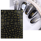 JMEOWIO 10 Sheets Moon Star Nail Art Stickers Decals Self-Adhesive Pegatinas Uñas Gold Nail Supplies Nail Art Design Decoration Accessories