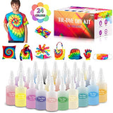 Tie Dye Kit 24 Colors DIY Fabric Dye Set All-in-1 one Step Tie Dye DIY T-Shirt Set Fabric Crafts for Kids,Women 199 Pcs with Rubber Bands, Gloves, Table Covers for Party, Gathering