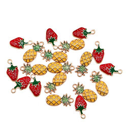 Buorsa 20 Pcs Straberry Charms and Pineapple Charms Fruit Shaped Pendants Bracelet Jewelry Making