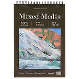 Mixed Media Sketch Pad, 9 x 12 inches, 60 Sheets (98lb/160gsm) Heavyweight Drawing Papers, Top Spiral Bound Hardcover Sketchbook, for Wet and Dry Media, Drawing, Painting