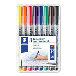 Staedtler ST 316 WP8 Lumocolor Non-Permanent Pen Fine Point Markers - 8 Pieces