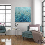 Living Room Wall Decor Balloon Picture Hand-Painted Oil Painting Framed Large Canvas Wall Art Wall Decor for Bedroom Bathroom Kitchen Office Modern Room Blue Decorations Size 40x40 Ready to Hang