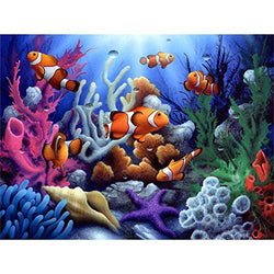 Bimkole 5D Diamond Painting Ocean Fish by Number Kits Paint with Diamonds Arts Craft Full Drill Home Decor, 16x20 inch(M2-369)