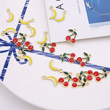Red Cherry Banana Charms,20pcs Alloy Floating Charms Fruit Jewelry Making Pendants Cute Beads Set