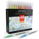 ARTEZA TwiMarkers, Set of 48 Colors, Dual Tip Sketch Markers, with Fine & Brush Tips, Pens for Coloring, Calligraphy, Sketching, Doodling, Drawing, Journaling, Hand Lettering & Painting