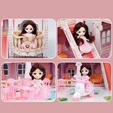 Dollhouse with Light, Castle Doll House 4 Floors 11 Rooms, 40.5"(H) 38"(L) 22.5"(W), Dreamhouse with 1 Doll and 48pcs Furniture & Accessories, Pretend Play Doll Crafting Toy for Girls