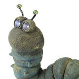 Alpine Corporation Caterpillar Statue with Solar LED Lights - Outdoor Decor for Garden, Patio, Deck, Porch - Yard Art Decoration - 16 Inches Tall