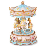 Laxury 3-horses Carousel Music Box with LED Lights Brand New Polyresin Material, Play the Castle in