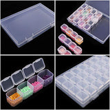 SGHUO 6 Pack 28 Grids Diamond Painting Boxes Organizer Plastic 5D Diamond Embroidery Storage Box with 400pcs Label Stickers for Sewing, Nail Diamonds, Diamond Painting Accessories