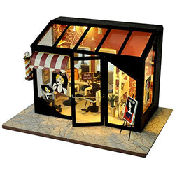 DIY Miniature Dollhouse Kits with Accessories and Furniture Mini 3D Wooden House Model with LED Lights Doll House Craft Kits Creative Toys Best Birthday Gifts for Girls and Adults (Hair salon)