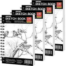 FIXSMITH 5.5"X8.5" Sketch Book | 400 Sheets (68 lb/100gsm) | Durable Acid Free Drawing Paper | Spiral Bound Artist Sketch Pad | Ideal for Kids, Beginners, Artists & Professionals | Bright White