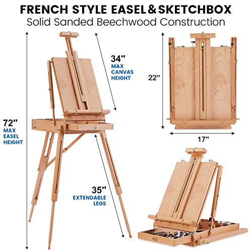 MMARTE All-in-One Artist Painting Set with French Easel - arts