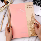 FLYING EAGLE Hardcover Sketchbook for Drawing 8.5 x 11 Spiral Sketch Book for Adults Women Kids with 100gsm 68lb 120 Sheets Premium Paper Sketch Pad for Drawing Books Notebook Art Supplies, Pink