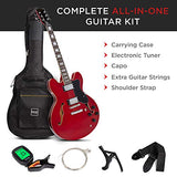 Best Choice Products All-Inclusive Semi-Hollow Body Electric Guitar Set w/Dual Humbucker Pickups, Pickup Selector - Red