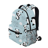 Qilmy Panda Backpack for Girls Student School Bookbag Laptop Computer Travel Daypack, Sky Blue