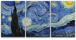 wall26 3 Panel Canvas Wall Art - Starry Night Vincent Van Gogh - Giclee Print Gallery Wrap Modern Home Art Ready to Hang - 24"x36" x 3 Panels