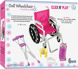 CLICK N' PLAY Doll Wheelchair and Crutches Set, Perfect For 18 inch American Girl Dolls