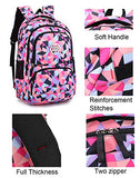 JiaYou Girl Geometric Printed Primary Junior High University School Bag Bookbag 3pcs Backpack Sets(2# Black-3pcs,35 L)