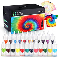 TOOCA Large Tie Dye Kit 24 Colors 120ml, Tie-dye Kits with Spray, Rubber Band, Table Cover, Gloves and Apron, Clothing Craft Fabric Dye DIY Kits