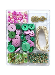 Aloha - Craft Embellishment Kit Includes Buttons, Metal Charms, Sequins, Seed Beads, Pearl Flat