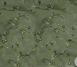 Organza Floral Dahlia Apparel Upholstery Fabric 60" Wide Sold By The Yard (GREEN)