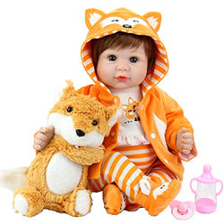 Aori Reborn Baby Doll 22 Inch Realistic Lifelike Baby Doll Weighted Reborn Baby Girl with Fox Set for Girl Age 3