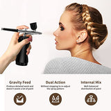 Airbrush Kit with Compressor, Portable Cordless Air Brush Gun Set for Painting 30PSI Gravity Feed Dual Action Mini Handheld Airbrush w/ 0.3mm Tip for Model, Nail, Tattoo, Cake Decorating, Rechargeable