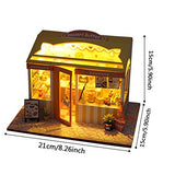 XLZSP DIY LED Lights Miniature Dollhouse Kit Street Shop Doll House Model Wooden Furniture for Valentine's Day Creative Gifts (Dessert Buffet)