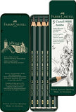 Faber-Castell 5 Piece Quality Castell 9000 Jumbo Graphite Pencils in a Tin, Including HB, 2B, 4B,