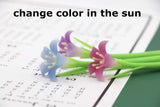 Prosnubl 6Pcs Color Changing Flower Pens Creative Gel Ink Pens for Christmas Teacher Gift, Party Favor Decor, Black 0.5mm (Lily)