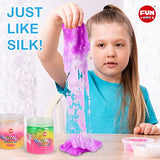 Tri Colors Fluffy Cloud Slime Pack, FunKidz Unicorn Slime for Girls with Jumbo 4 x 260ml Bottles Rainbow Slime Gifts and Toys for Girls Kids