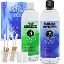 Resin- Epoxy Resin, Crystal Clear Epoxy Resin Kit 18oz,Yellowing Resistant,Self Leveling, No Bubble, Easy to Mix 1:1 Clear Resin,for Jewelry Making, DIY, Art Crafts, Coating & Casting Resin