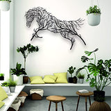 DEKADRON Metal Wall Art Geometric Horse and Tree Decor, Home Office Decoration Entryway Bedroom Living Room Décor, Wall Hangings, Horse Sign, Farmhouse Décor (30" W x 16" H / 75x40cm)