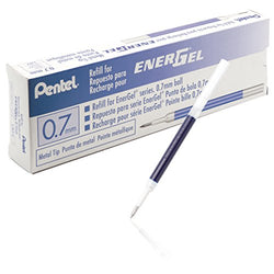 Pentel Refill Ink for BL57/BL77 EnerGel Liquid Gel Pen, 0.7mm, Metal Tip, Blue Ink, Box of 12