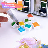 ARTIBOX Watercolor Paint Set, 24 Assorted Vibrant Colors in Half Pans, Professional Watercolor Set with Brush, 12 Watercolor Paper Sheet, Ideal for Artist and Professional Student