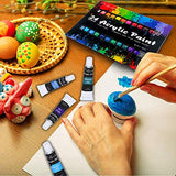 Acrylic Paint Set, Brushes Vivid Paint Set Include 3 Brushes, 24 Rich Pigment Colors for Canvas,Wood,Ceramic. Non Toxic & Vibrant Colors Paint from Kids through Adults-Beginner and Professional Artist
