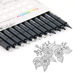 GUOBINFEN Set of 12 Black Micro-Pen Fineliner Ink Pens, Pigment Liner Professional Set Waterproof Archival Ink for Office Document Designing Technical Sketching Anime Artist Illustration Scrapbooking