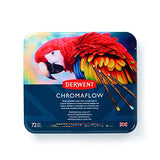 Derwent Chromaflow Colored Pencils 72 Tin, 4mm Wide Core, Multicolor, Smooth Texture with Derwent Blender & Burnisher Pencil Set, Art Supplies for Drawing, Blending, and Coloring, Professional Quality