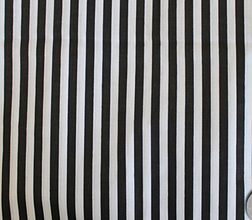 Polycotton Fabric Printed STRIPE BLACK / 60" Wide / Sold by the Yard