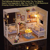 Dollhouse Miniature Kit with Furniture, DIY Wooden Dollhouse Kit with LED DIY Mini Doll House Plus Dust Proof and Music Movement DIY House Craft Best Gift for Kids and Adults