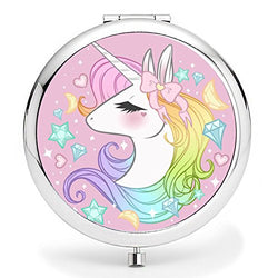 Compact Purse Mirror, Cute Unicorn Pattern Design ravel Mirror, Mini Makeup Mirror Romantic Gifts