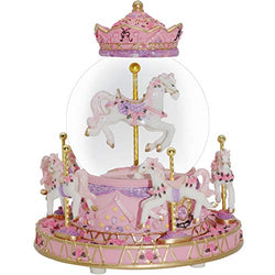 WOOYAN Carousel Music Box for Girls - Plays You are My Sunshine Color Change Rotating 6-Horse Carousel Horse Music Box Children's Day Gift (Pink,6-Horse)