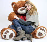 5 Foot Very Big Smiling Teddy Bear Five Feet Tall Cookie Dough Brown Color with Bigfoot Paws Giant Stuffed Animal Bear